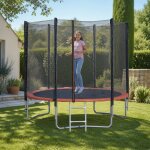 Trampoline � 3, 05 m avec filet de s�curit� et �chelle pour enfants noir