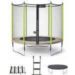 Trampoline � 300?cm + filet + �chelle + b�che + kit d'ancrage - jumpi 300 vert