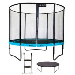 Trampoline �300 cm + filet de s�curit� + �chelle + b�che punchi 300 bleu bleu
