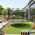 Trampoline 370cm filet protection saturne gris