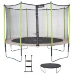 Trampoline 430 cm + filet de scurit + chelle + bche jumpi taupe / vert taupe