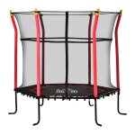 Trampoline enfant Ø 1, 60 × 1, 63h m filet de sécurité porte zipée couvre - ressorts 6 poteaux rembourrés ... Trampoline enfant Ø 1, 60 × 1, 63h m filet de sécurité porte zipée couvre - ressorts 6 poteaux rembourrés ...