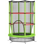 Trampoline enfant 140 cm - filet scurit, porte zippe, 6 poteaux rembourrs vert