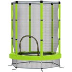 Trampoline enfant 140 cm - filet scurit, porte zippe, 6 poteaux rembourrs vert
