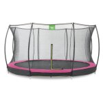 Trampoline enterr� rond �427cm avec filet de s�curit� rose