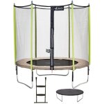 Trampoline de jardin 244 cm + filet de sécurité + Échelle + bâche de protection jumpi taupe / vert 250 ... Trampoline de jardin 244 cm + filet de sécurité + Échelle + bâche de protection jumpi taupe / vert 250 ...