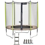 Trampoline jardin �250?cm + �chelle + kit d'ancrage - jumpi 250 taupe / vert taupe