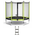 Trampoline jardin � 250?cm + filet + �chelle - jumpi 250 - noir / vert taupe