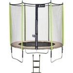 Trampoline jardin �250?cm + filet + �chelle - jumpi 250 taupe / vert taupe