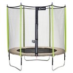 Trampoline jardin � 250?cm + filet de s�curit� - jumpi 250 - taupe / vert beige