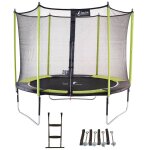 Trampoline jardin � 300?cm + �chelle + kit d'ancrage - jumpi 300 - noir / vert vert
