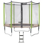 Trampoline de jardin 305 cm + filet de scurit + chelle jumpi taupe / vert 300 vert