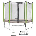 Trampoline de jardin 305 cm + filet de scurit + chelle + kit d'ancrage jumpi taupe / vert 300 vert ...