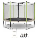 Trampoline jardin � 360?cm + �chelle + kit d'ancrage - jumpi 360 - taupe / vert taupe