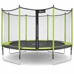Trampoline jardin � 360?cm + filet de s�curit� - jumpi 360 - noir / vert vert
