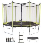 Trampoline de jardin 365 cm + filet de scurit + chelle + bche de protection + kit d'ancrage jumpi ...