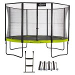 Trampoline de jardin 365 cm + filet de scurit + chelle + kit ancrage punchi vert 360 vert
