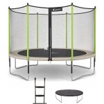 Trampoline jardin � 430?cm + filet + �chelle + b�che - jumpi 430 - taupe / vert taupe