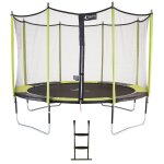 Trampoline jardin �430?cm + filet + �chelle - jumpi 430 noir / vert vert