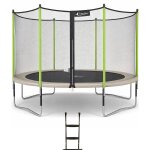 Trampoline jardin � 430?cm + filet + �chelle - jumpi 430 - taupe / vert taupe