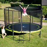 Trampoline de jardin � 430cm + filet de s�curit� + �chelle - punchi 430 vert vert