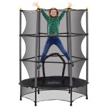 Trampoline de jardin enfants  1, 40 x 1, 90h m filet de scurit porte zipe couvre - ressorts 6 poteaux ...