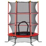 Trampoline de jardin enfants � 1, 63 x 1, 90h m filet de s�curit� porte zip�e couvre - ressorts 6 poteaux ...