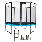 Trampoline de jardin rond 305 cm + filet de scurit + chelle + kit ancrage punchi bleu 300 bleu