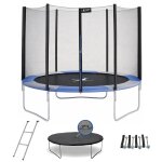 Trampoline rond 250cm avec filet, �chelle, b�che et kit d'ancrage bleu