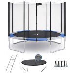 Trampoline rond �300cm avec filet, �chelle, b�che et kit d'ancrage - ralli 300 bleu