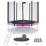 Trampoline rond � 300cm avec filet, �chelle, b�che et kit ancrage - ralli 300 rose