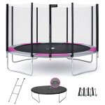 Trampoline rond � 360cm avec filet, �chelle, b�che et kit ancrage - ralli 360 rose