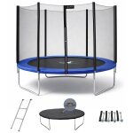 Trampoline rond bleu �250cm avec filet, �chelle , b�che et kit ancrage bleu