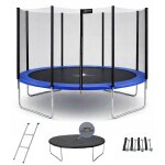 Trampoline rond bleu � 430cm avec filet, �chelle, b�che et kit ancrage bleu