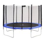 Trampoline rond bleu � 430cm avec filet de protection bleu