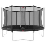 Trampoline rond sur pied favorit regular 430 cm avec filet de sécurité gris Trampoline rond sur pied favorit regular 430 cm avec filet de sécurité gris