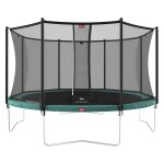 Trampoline rond sur pied favorit regular 430 cm avec filet de sécurité vert Trampoline rond sur pied favorit regular 430 cm avec filet de sécurité vert