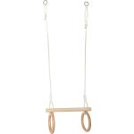 Trap�ze avec anneaux de gymnastique en bois beige
