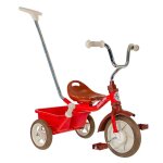 Tricycle mtal avec canne et benne rouge