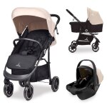 Trio poussette, nacelle, et si�ge auto oslo beige et noir