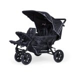 Triplette poussette capacit� 3 enfants + housse de pluie + pare - soleil noir