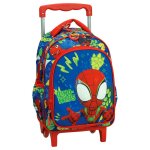 Trolley gar�on sac � dos maternelle dino - webs avec poign�e t�lescopique spidey bleu / rouge / bleu