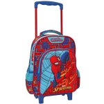 Trolley maternelle gar�on spiderman imprim� textile avec poign�e t�lescopique noir / magenta
