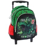 Trolley scolaire gar�on bakugan � pvc lamin� et poign�e t�lescopique bleu / vert / clair