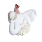 Troph�e mural �l�phant en lin d�coration chambre b�b� enfant blanc, cirque, rose
