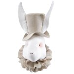 Troph�e mural monsieur lapin en lin d�coration chambre b�b� enfant beige