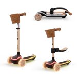 Trottinette 2 en 1 avec si�ge raket up �volutive, pliable, guidon r�glable, roues led lumineuses beige ...