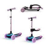 Trottinette 2 en 1 avec si�ge raket up �volutive, pliable, guidon r�glable, roues led lumineuses pink ...