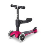 Trottinette �volutive mini micro 3en1 lite framboise led rose framboise