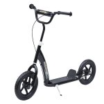 Trottinette patinette pneus 30 cm hauteur guidon rglable poigne frein et bquille acier noir